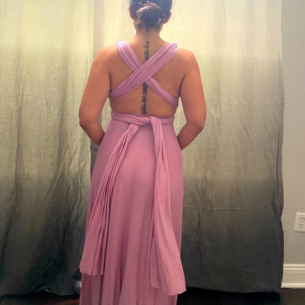 Purple multi way tie open back maxi dress